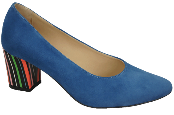 Dámská obuv Blue Suede Natural Leather Decorative Heel 158 With ElitaBut