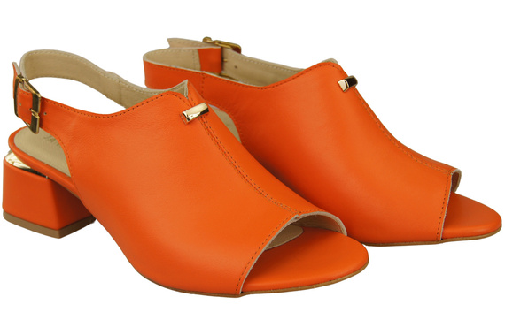 Dámská obuv Sandály Orange gold buckle Natural leather 198 ElitaBut