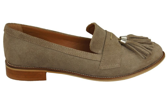 Dámské mokasíny z přírodní kůže Velour beige 134 ElitaBut