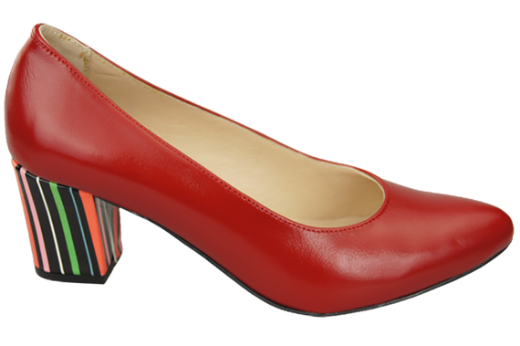 Dámská obuv Červené lodičky z přírodní kůže s ozdobným podpatkem 158 ElitaBut