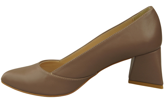 Dámské Lodičky Cappuccino tmavé Pravá Kůže Špičatá Špička Podpatek ElitaBut 221