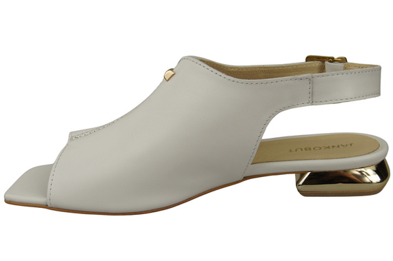 Pohodlná dámská obuv Sandály bílé ploché zlatý podpatek přírodní kůže 207 ElitaBut