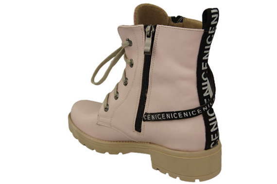 Obuv Boty Boty Powder Pink Dámské s nápisem NICE Přírodní kůže 173 Od ElitaBut