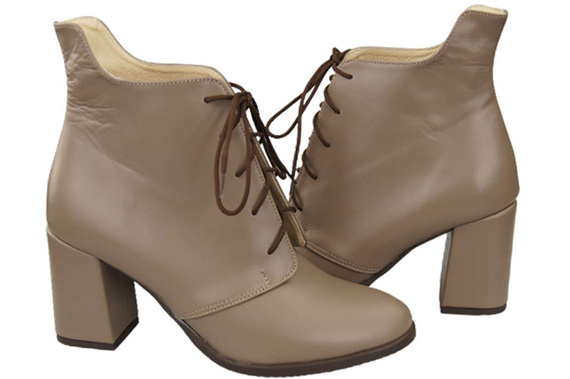 Obuv Dámské boty Cappuccino Dark Lace-up Winter Natural Leather 174 Od ElitaBut