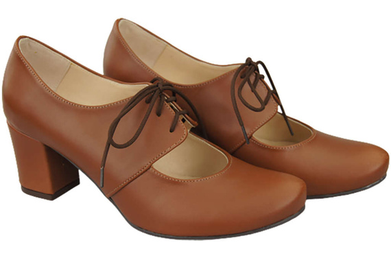 Obuv Dámské polobotky z přírodní kůže Hnědá 161 ElitaBut