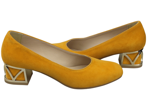 Pohodlné dámské boty Mango lodičky s ozdobným podpatkem Přírodní semišová kůže 219 Od ElitaBut