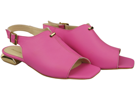 Pohodlná dámská obuv Sandály Fuchsiová Plochý zlatý podpatek Přírodní kůže 207 ElitaBut