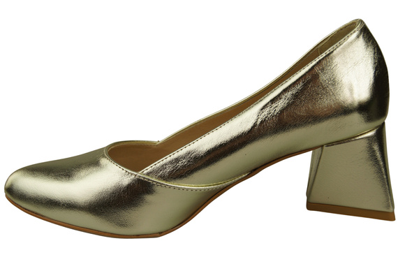 Dámské Lodičky Zlato Pravá Kůže Špičatá Špička Podpatek ElitaBut 221