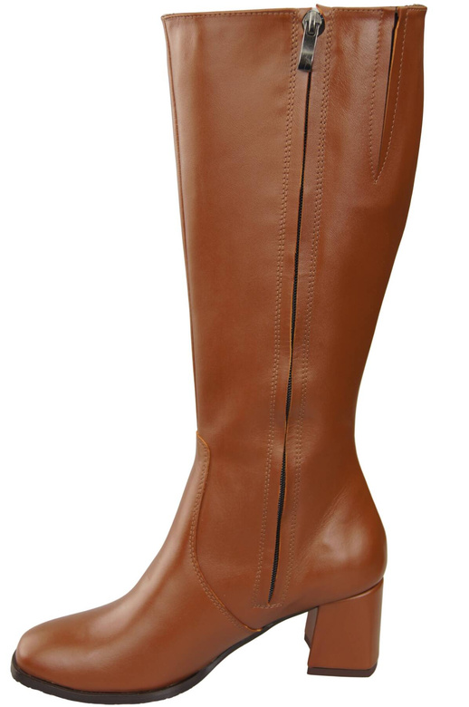 Pohodlné dámské boty hnědé s nízkým podpatkem z přírodní kůže 212 ElitaBut