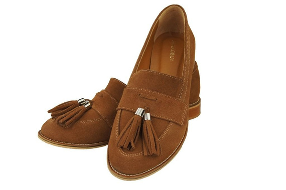 Dámské mokasíny z přírodní kůže Velour Caramel 134 ElitaBut