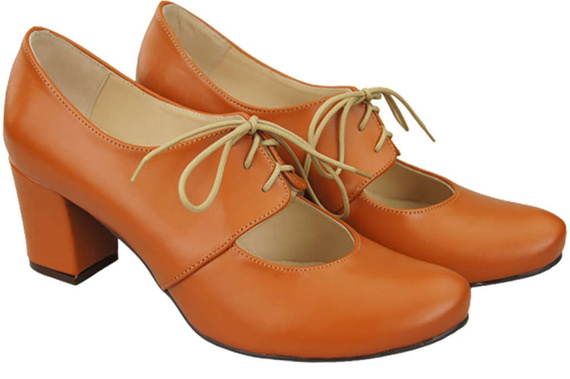 Obuv Dámské polobotky z přírodní kůže Červená 161 ElitaBut