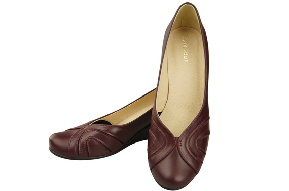 Dámské kožené boty z přírodní kůže Maroon pumps 828 ElitaBut