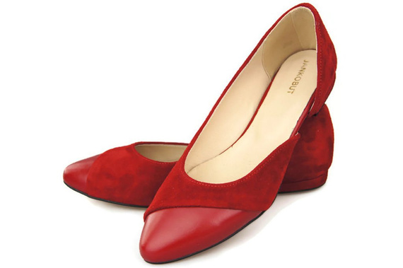 Dámské boty Ballerina Červená semišová kůže 146 ElitaBut