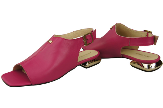 Pohodlná dámská obuv Sandály Fialové Ploché Zlatý podpatek Přírodní kůže 207 ElitaBut