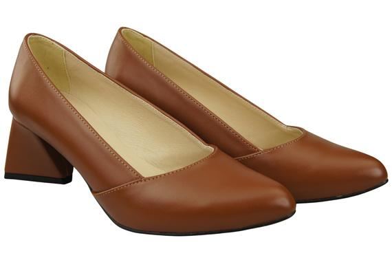 Dámské Lodičky Hnědá Pravá Kůže Špičatá Špička Podpatek ElitaBut 221