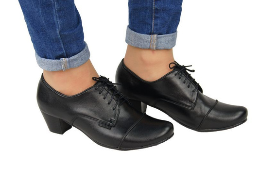 Dámská obuv šněrovací přírodní kůže Black 956 ElitaBut