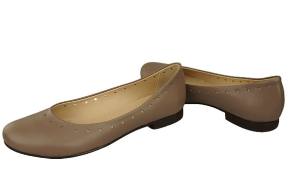 Dámské pohodlné baleríny z přírodní kůže Cappuccino 162 ElitaBut