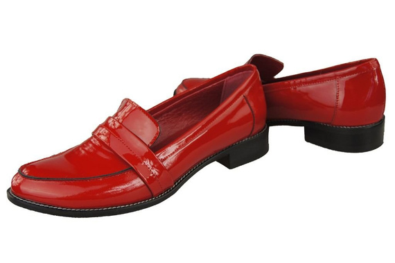 Dámské mokasíny z přírodní kůže Červený lak 139 ElitaBut
