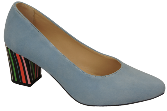 Dámská obuv Blue Suede Natural Leather Decorative Heel 158 With ElitaBut