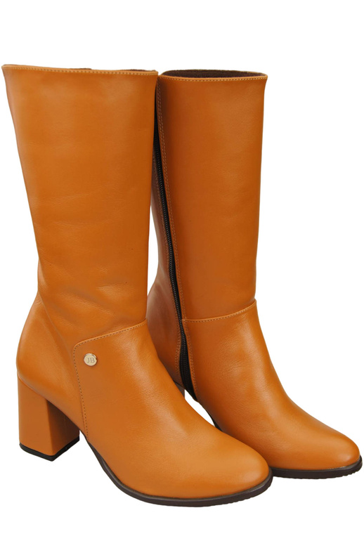 Obuv Dámské kozačky Červené do půli lýtek z přírodní kůže 189 ElitaBut