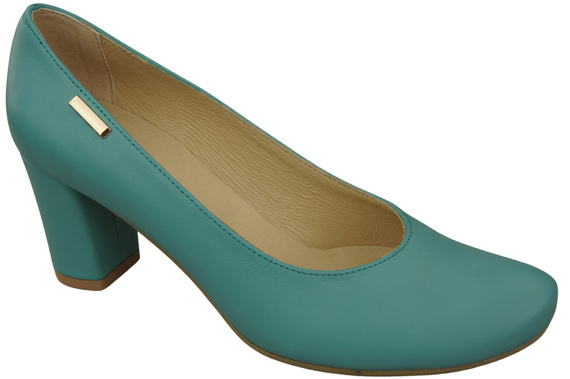 Dámské boty Classic Turquoise Natural Leather Almond Nose pumps 201 ElitaBut