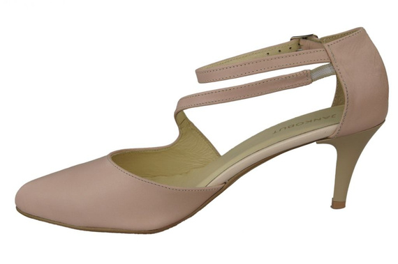 Dámská obuv Sandály Nízký Stiletto Kožené Powder Pink 990 ElitaBut