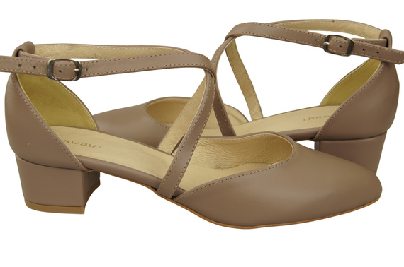 Dámské Sandály Kožené Cappuccino tmavé s Pásky na Nízkém Podpatku 223 ElitaBut