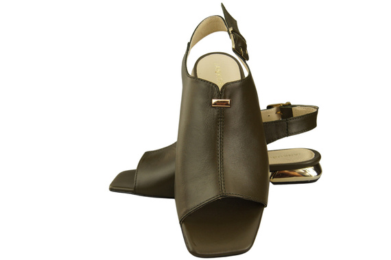 Pohodlné dámské sandály Olive Flat Gold Heel Natural Leather 207 ElitaBut