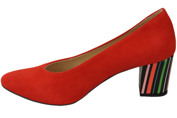 Dámská obuv Červená semišová obuv z přírodní kůže s ozdobným podpatkem 158 s ElitaBut