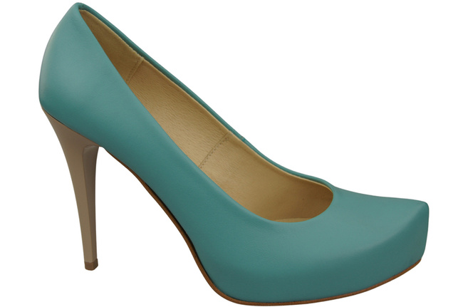 Dámská obuv Tyrkysové lodičky Stiletto z přírodní kůže 205 ElitaBut