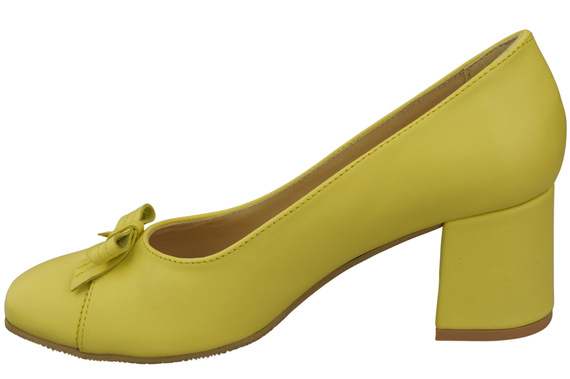 Dámské lodičky s mašlí Lemon leather a nízkým podpatkem 203 ElitaBut