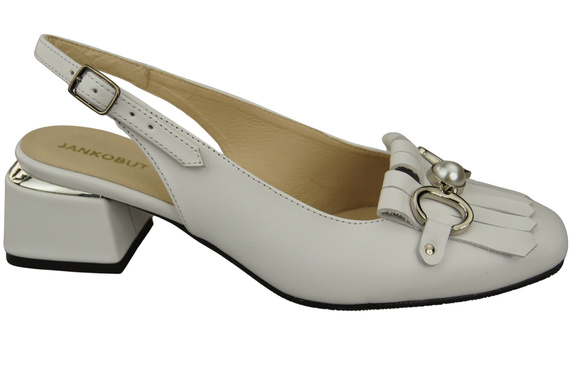 Dámská obuv Sandály bílé zdobené třásněmi Přírodní kůže 208 ElitaBut