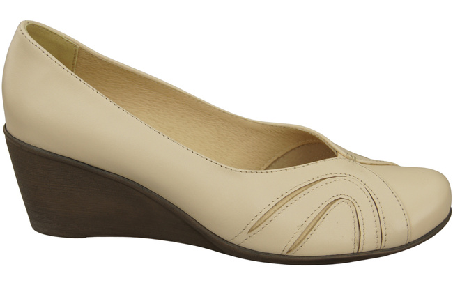 Boty na kotníku Béžové dámské lodičky z přírodní kůže 828 ElitaBut