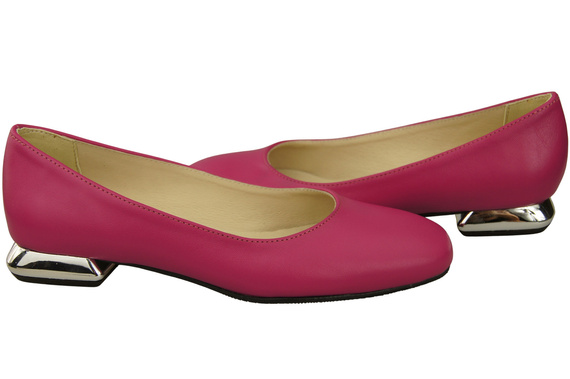 Ploché dámské boty Fialové lodičky Ozdobný podpatek Přírodní kůže 209 ElitaBut