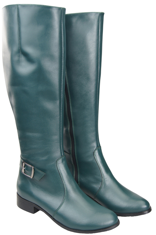 Dámské kožené kozačky Malachit zateplené oficerky, ploché 225 ElitaBut