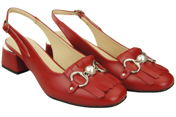 Dámská obuv Červené sandály zdobené třásněmi Přírodní kůže 208 ElitaBut