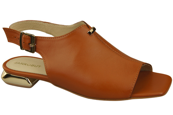 Pohodlná dámská obuv Červené sandály Plochý zlatý podpatek Přírodní kůže 207 ElitaBut