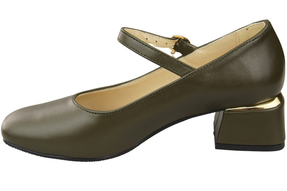 Dámská obuv Dámské lodičky s páskem Olivová přírodní kůže 202 ElitaBut