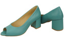 Dámská obuv PEEP TOE Tyrkysové lodičky Přírodní kůže s potaženým podpatkem 192 ElitaBut