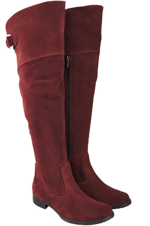 Dámská obuv Dámské kozačky Maroon Musketeers High over the knee natural leather Velour154 ElitaBut