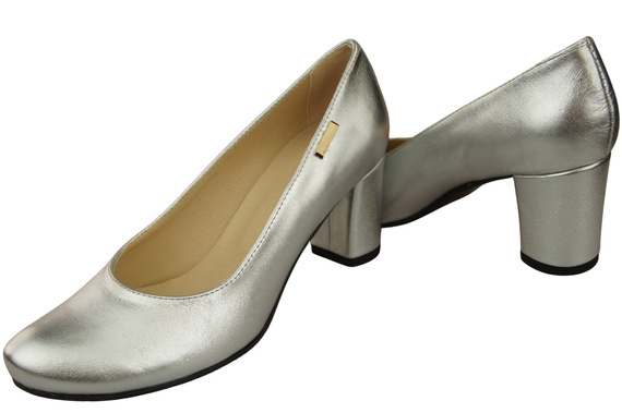Dámské boty Classic Silver Natural Leather Almond Nose pumps 201 ElitaBut