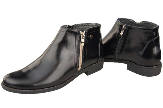 Dámská obuv Dámské boty černé lesklé zateplené přírodní kůže 872 s Elitabut