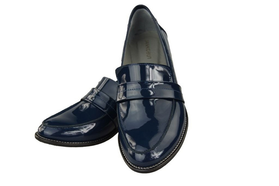 Dámská obuv Mokassins Přírodní kůže Námořnická modř lak 139 ElitaBut