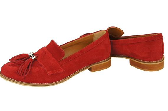 Dámské mokasíny z přírodní kůže Velour Red 134 ElitaBut