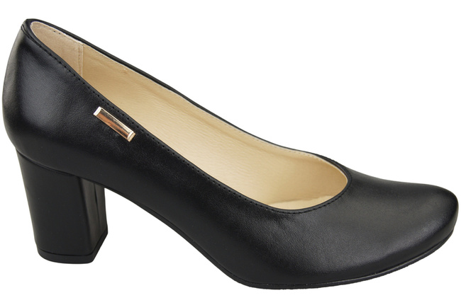 Klasické dámské černé lodičky Almond Nose z přírodní kůže 201 ElitaBut