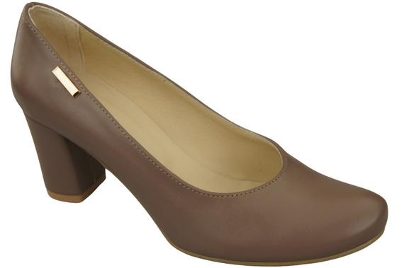 Klasická dámská obuv Cappuccino Dark Natural Leather Almond Nose 201 ElitaBut