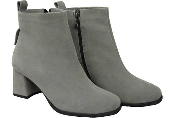 Dámské kotníkové boty Ash z přírodní velurové kůže, stabilní blokový podpatek, se zipem 224 ElitaBut