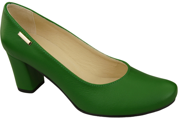 Obuv Classic Dámské zelené kožené lodičky Almond Nose 201 ElitaBut