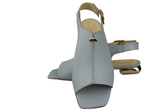 Pohodlné dámské sandály Bright Blue Flat Gold Heel Natural Leather 207 ElitaBut