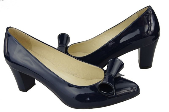 Dámská obuv Dámské kožené lodičky Navy blue Lacquer 975 ElitaBut